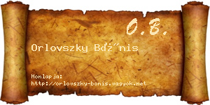 Orlovszky Bónis névjegykártya